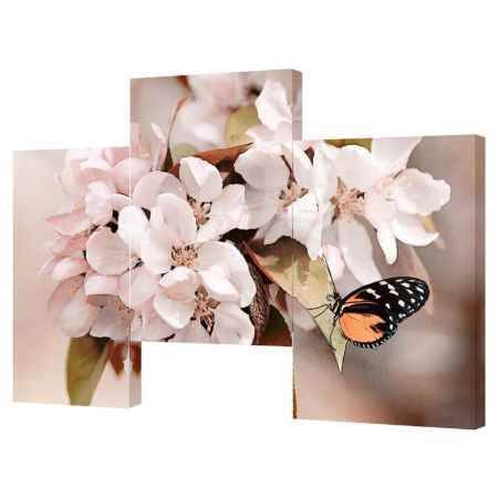 Купить Модульная картина Топпостерс, Букет с бабочкой, 150х93 см, 3 части