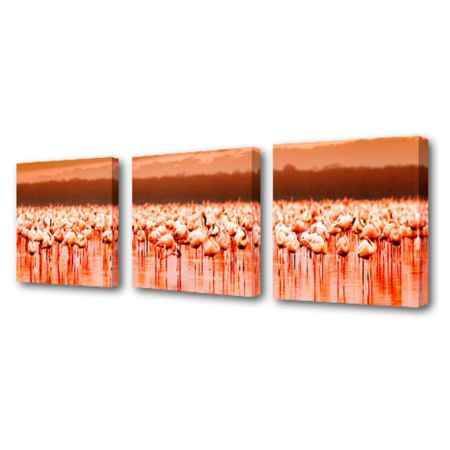 Купить Модульная картина Топпостерс, Розовые фламинго, 150х50 см, 3 части